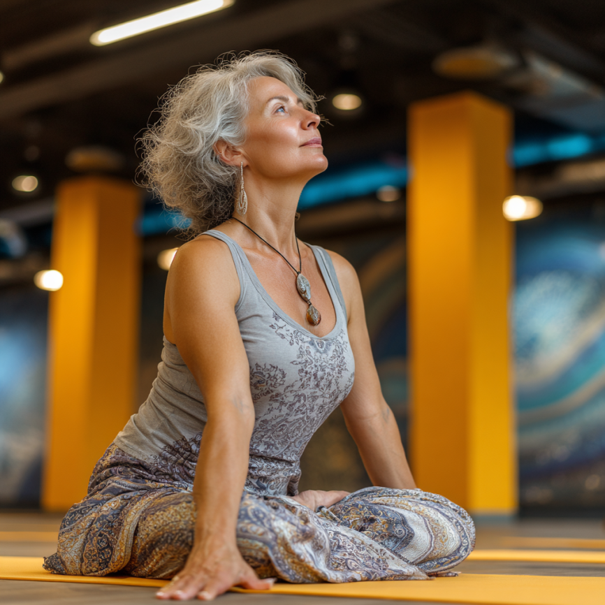 Katta yoshli guruh yoga bilan shug'ullanmoqda